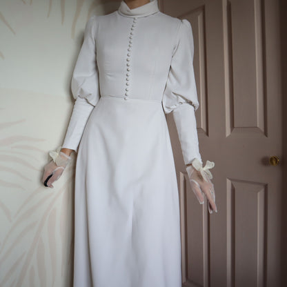 Ellis white long balloon sleeve wedding dress UK 8-10