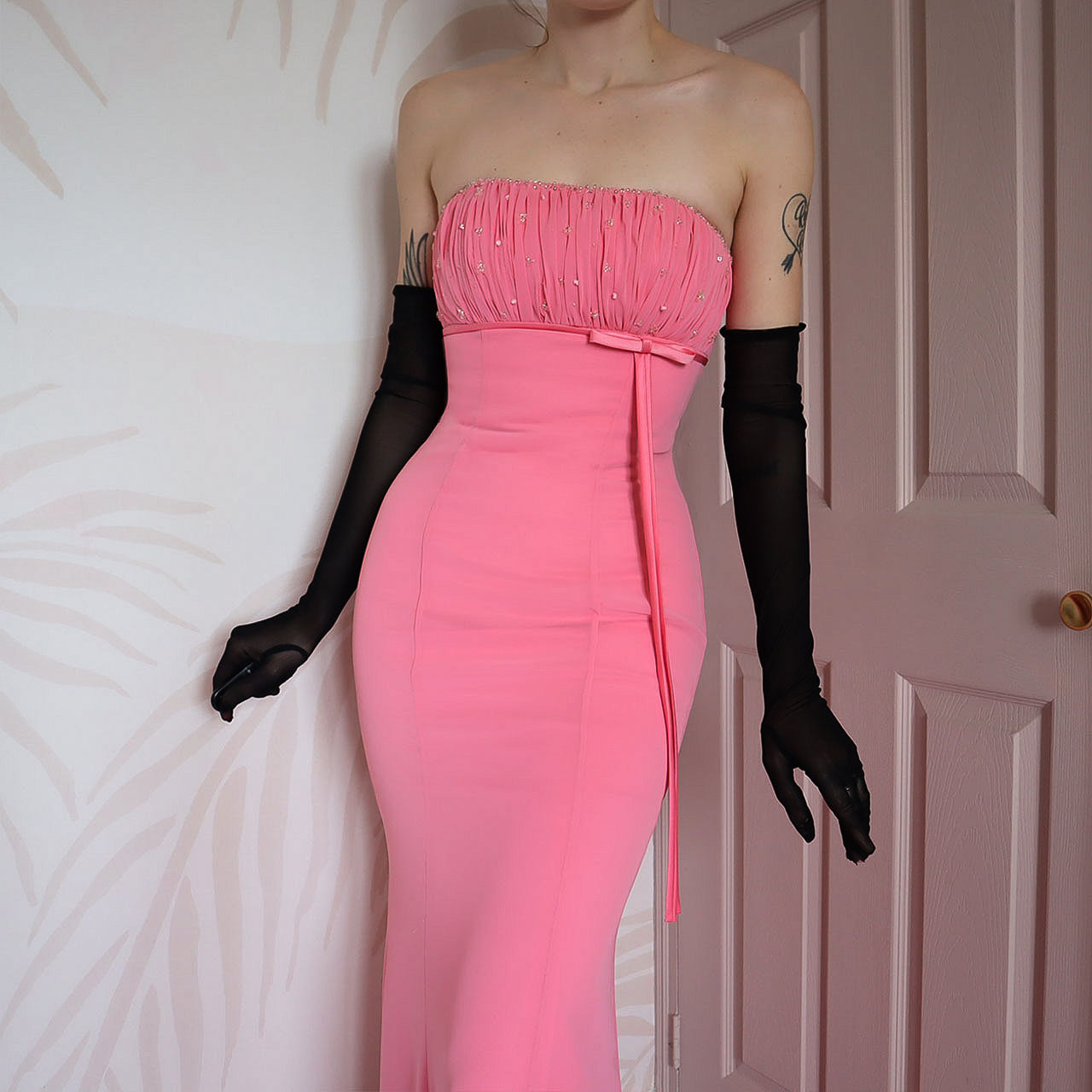 Bright coral Hilary Morgan evening gown UK 8