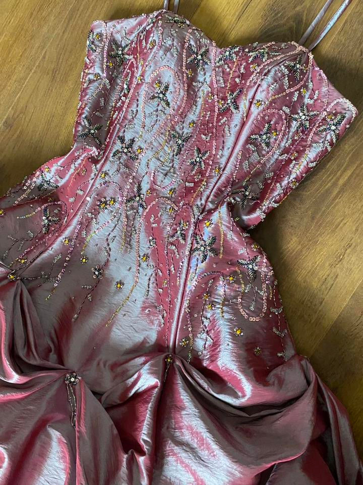 Iridescent purple a-line prom dress uk 10
