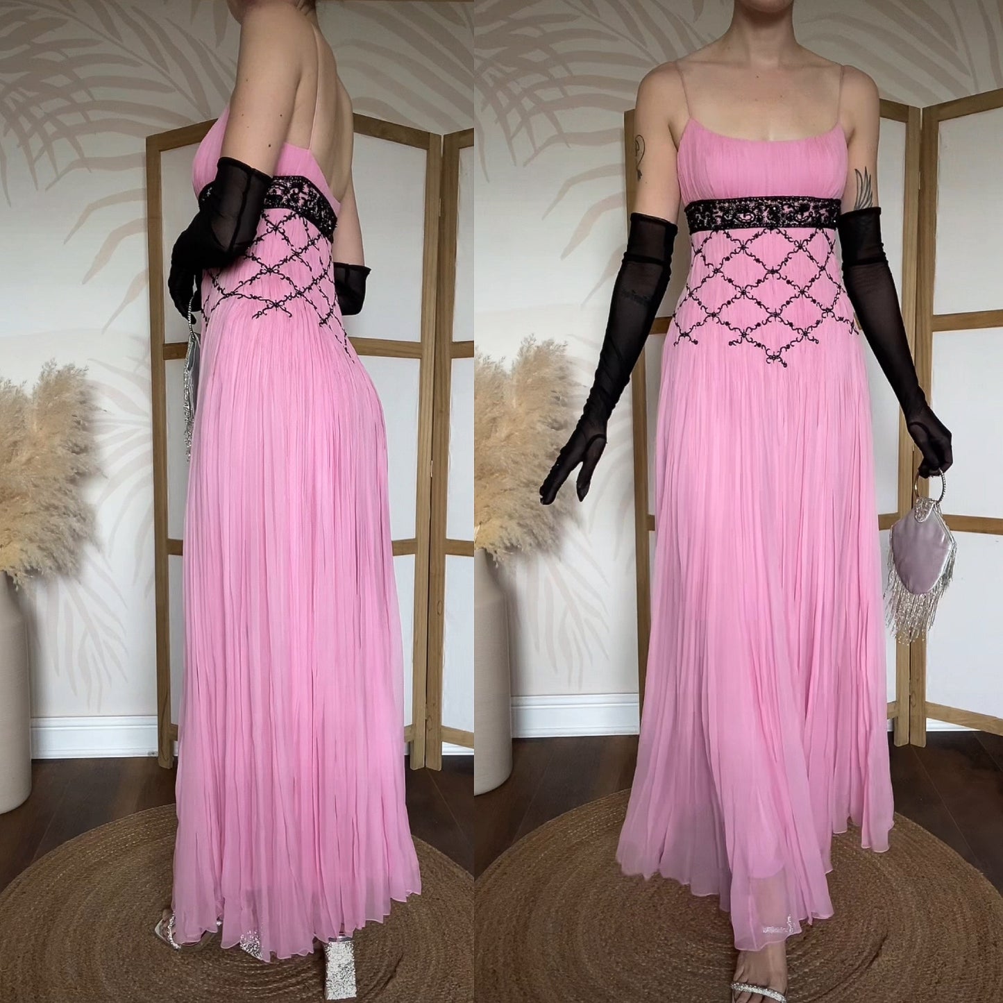 Patric Casey pink 100% silk evening dress uk 10-12