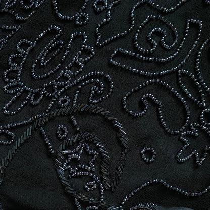 Black heavily beaded open back evening gown UK 12