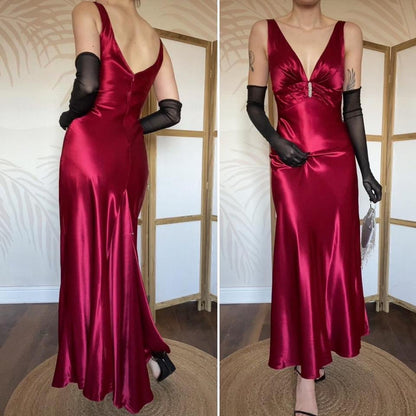 Morgan & Co red satin evening dress UK 10