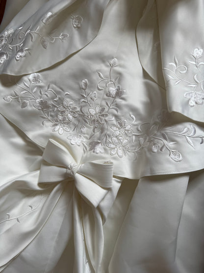 Ivory off shoulder fit & flare wedding dress uk 12