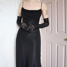 Load image into Gallery viewer, Tiffanys black chiffon evening gown UK 14
