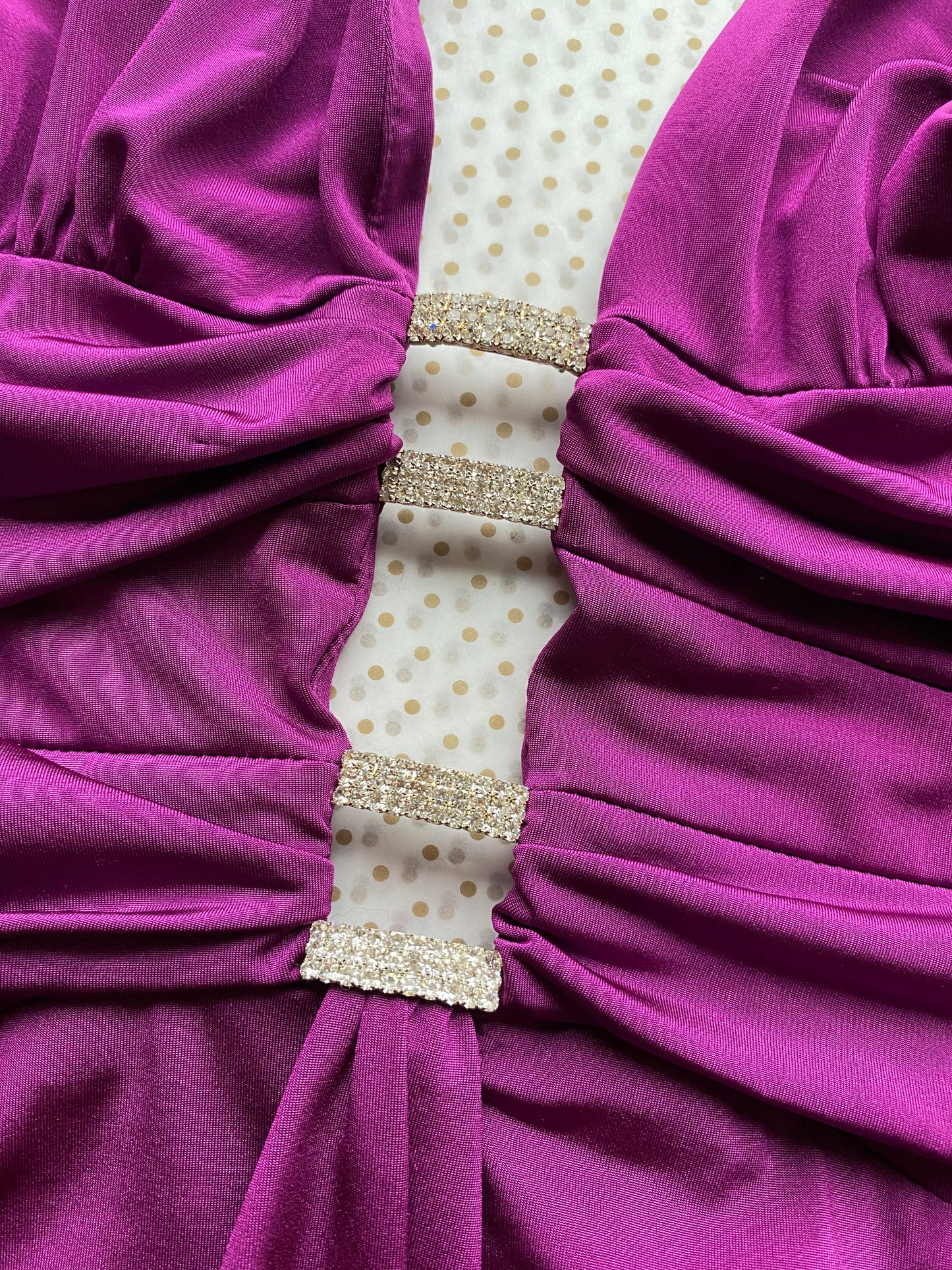 Yve London low cut purple stretch evening gown UK 10