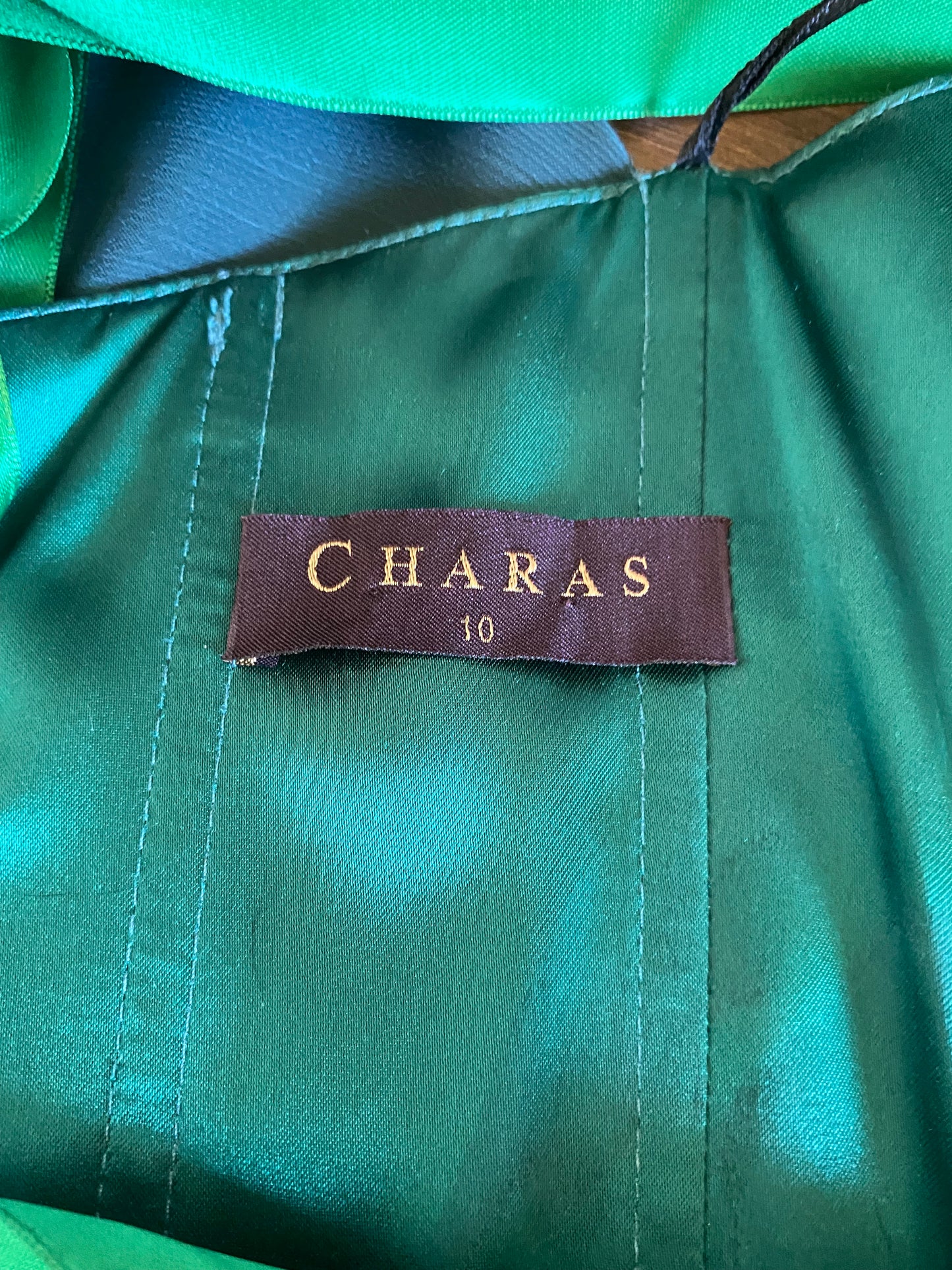 Green teal Charas strapless lace up gown UK 6/8