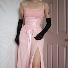 Load image into Gallery viewer, Tadashi pink lace up evening gown UK 10
