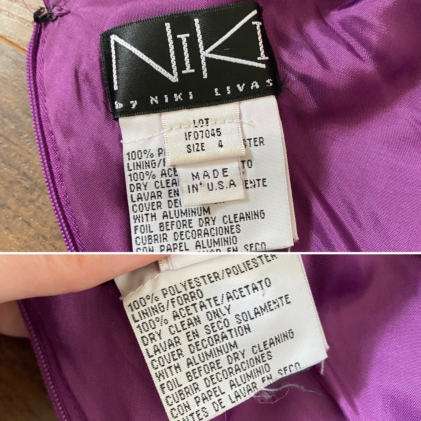 Purple satin Niki Livas prom dress uk 8