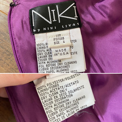 Purple satin Niki Livas prom dress uk 8