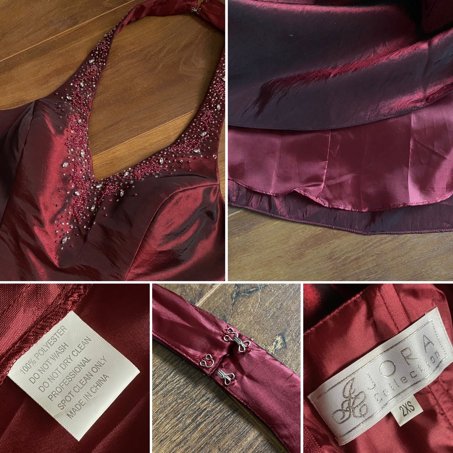Jora Collection dark red halter neck prom dress uk 8