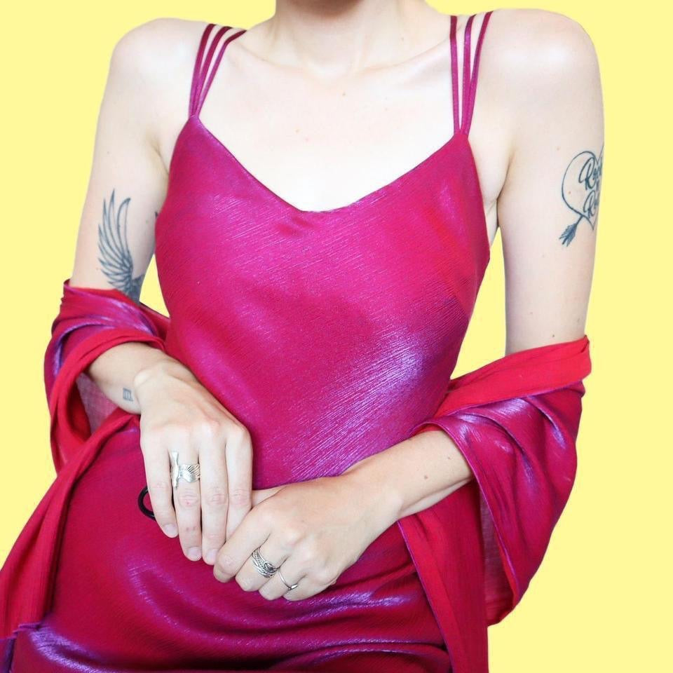 Pink evening dress & shawl UK 14