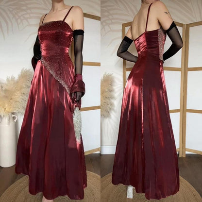 Shimmery red beaded a-line prom dress & shawl uk 10
