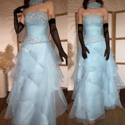 Ice blue 3-piece prom set uk 8