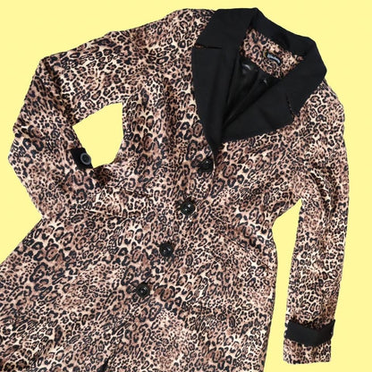 Leopard print long coat UK L