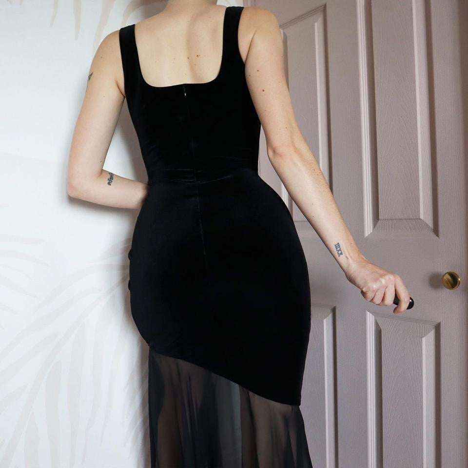 Joseph Ribkoff Black Velvet Beaded Dress & Shawl UK 12