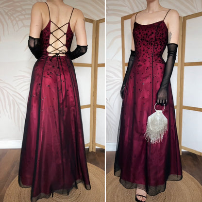 Red glittery star a-line prom dress uk 10