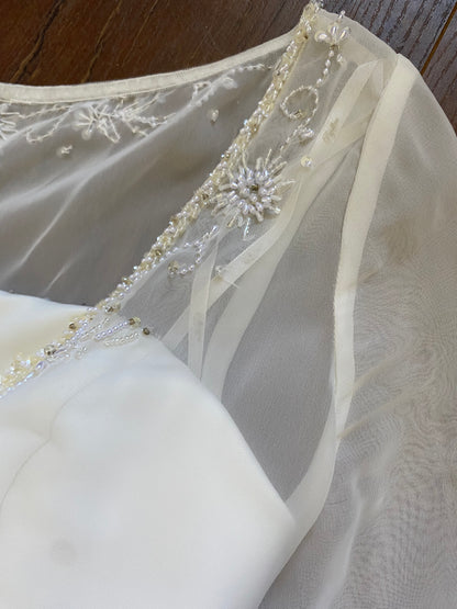 Ivory chiffon long sleeve wedding dress uk 10