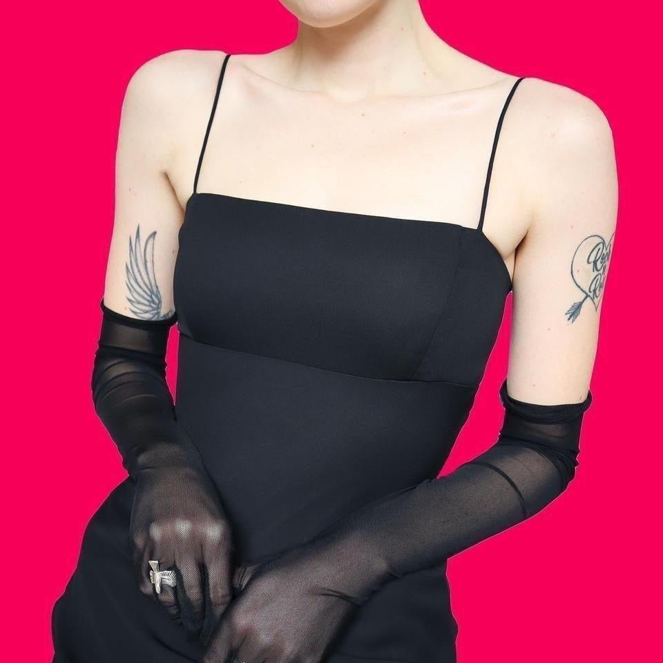 Morgan & Co 90s black open back evening dress UK 8