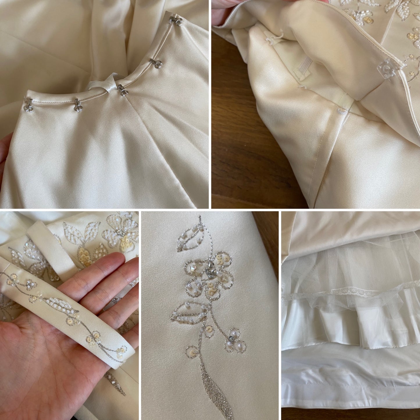 Champagne Benjamin Roberts wedding dress with detachable train uk 12-14