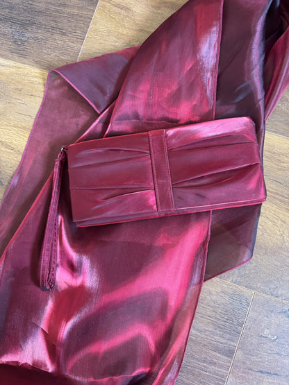 Debut red a-line shimmery evening dress uk 10