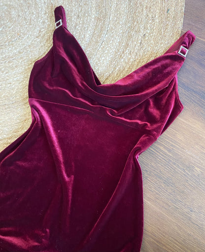 Red velvet stretch bodycon dress uk 10