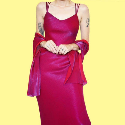 Pink evening dress & shawl UK 14