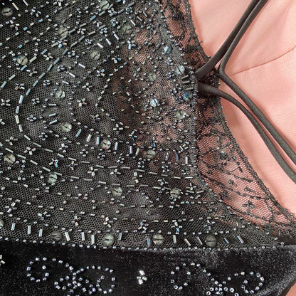 Joseph Ribkoff black beaded velvet gown UK 12