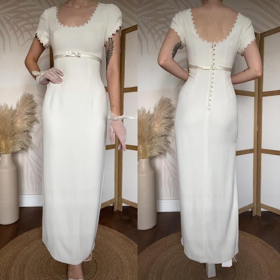 Cream short sleeve wedding dress uk 16/18
