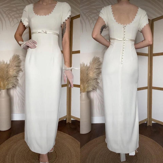 Cream short sleeve wedding dress uk 16/18