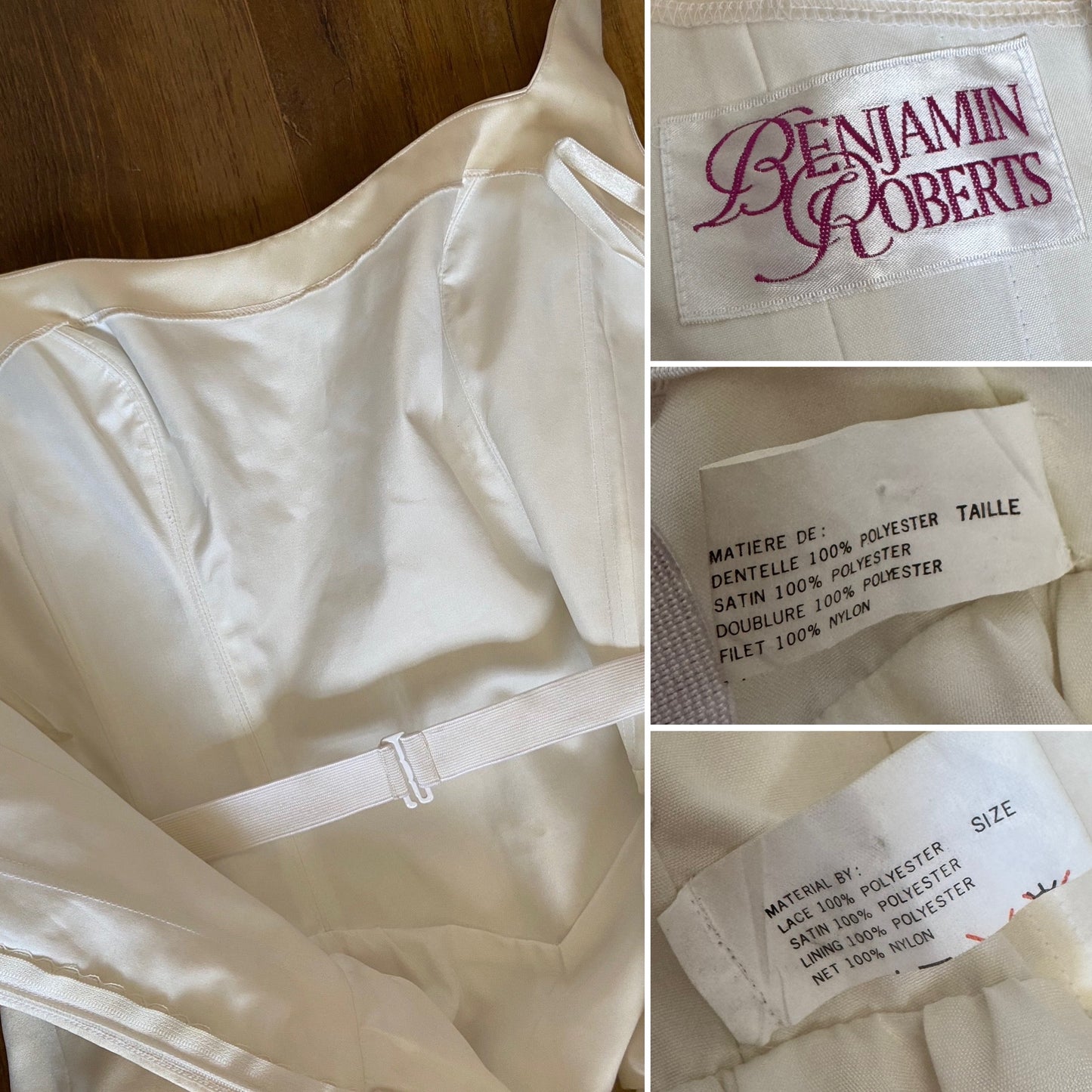 Champagne Benjamin Roberts wedding dress with detachable train uk 10