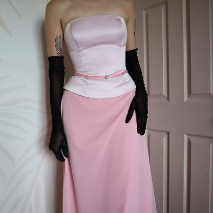 Hilary Morgan pink strapless gown UK 14