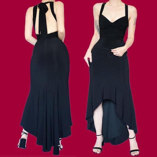 Black stretch evening dress UK 10-12
