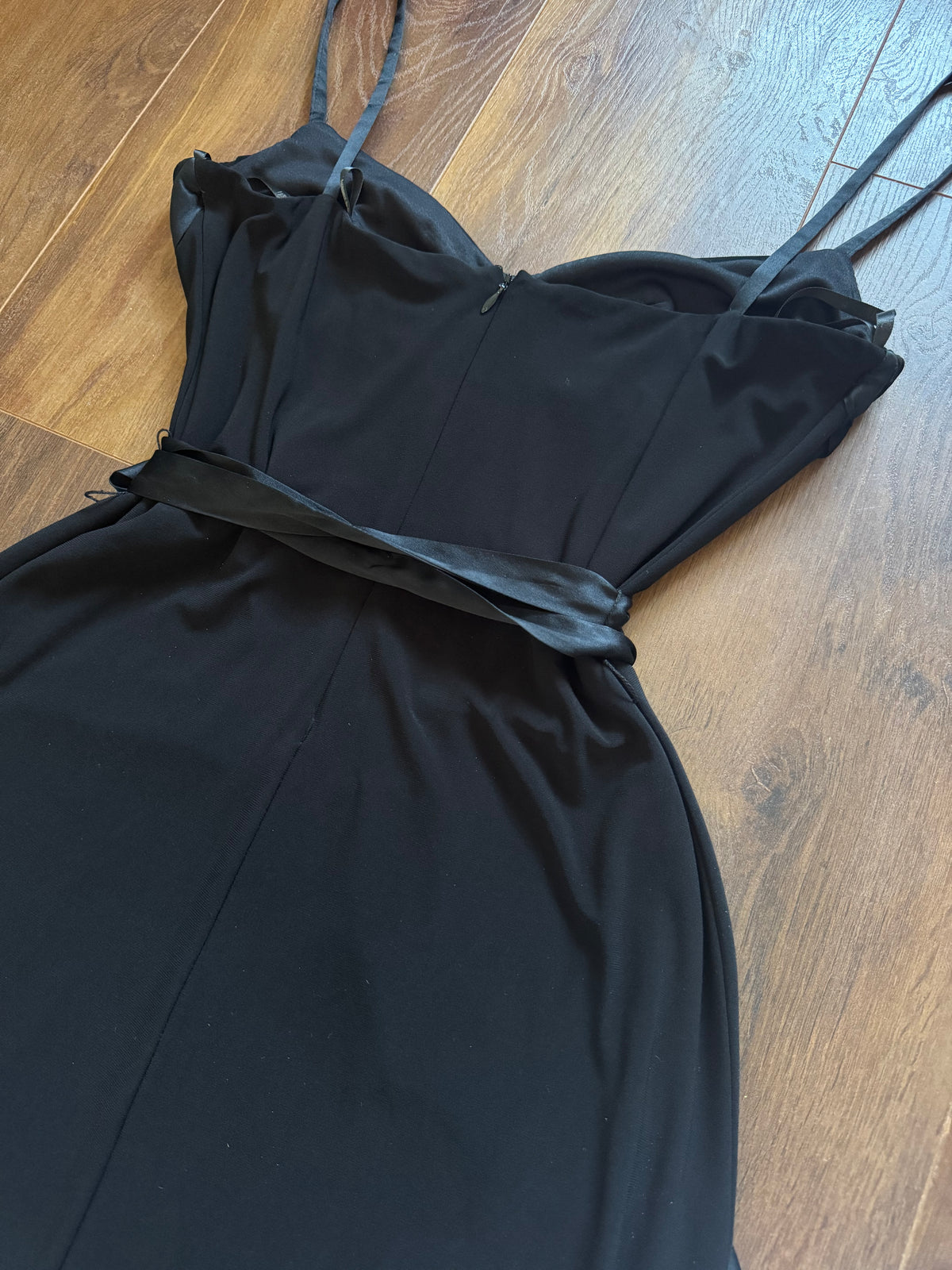 Black 90s stretch evening dress uk 12