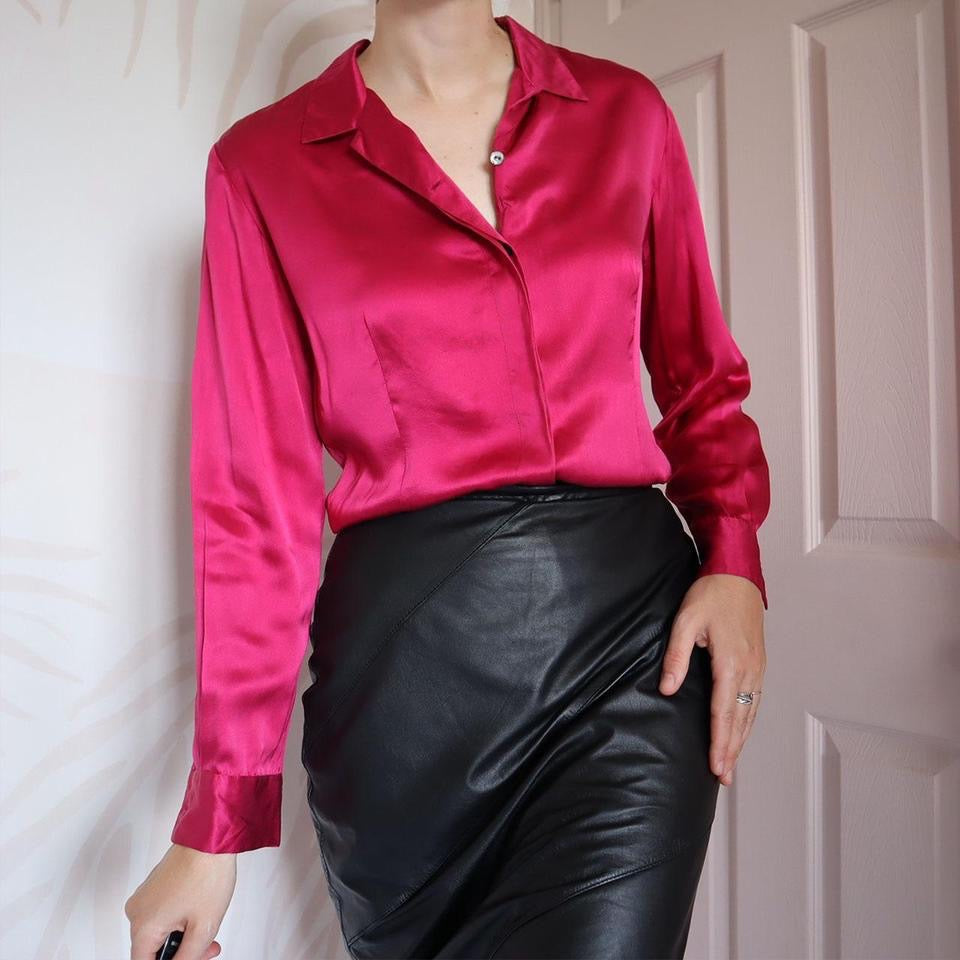 Pink 100% silk blouse UK 12/M