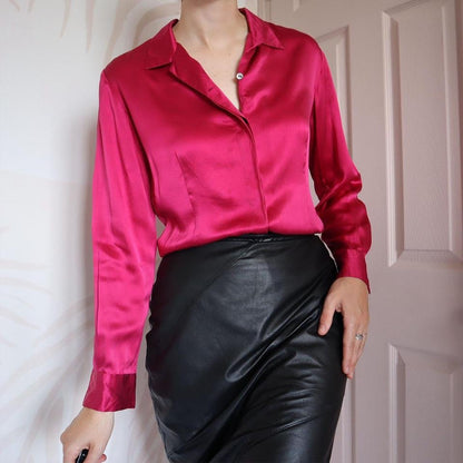 Pink 100% silk blouse UK 12/M