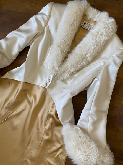 Ellis ivory 2-piece wedding dress & coat set uk 12