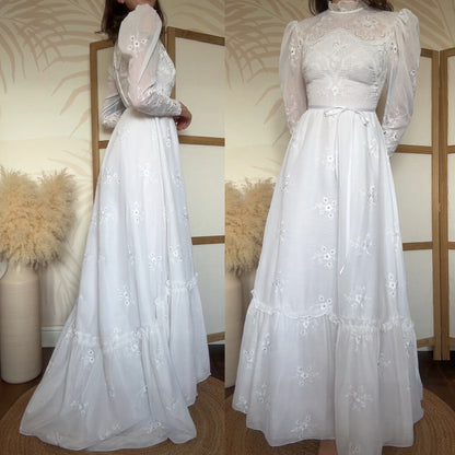 Pronuptia 70s long sleeve wedding dress uk 10