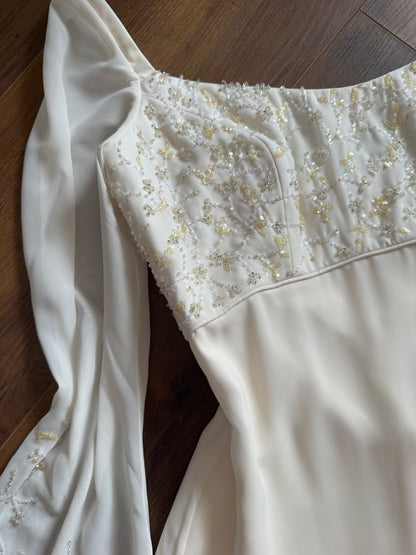 Ivory long sleeve ethereal wedding dress uk 14