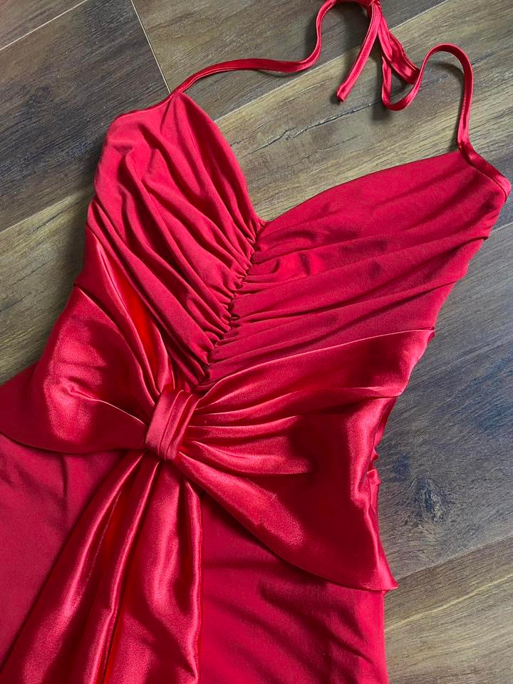 Scott McClintock red stretch halter dress uk 10