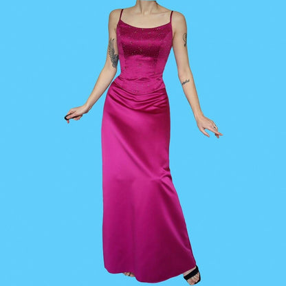 Hilary Morgan fuchsia pink 2 piece evening set UK 12