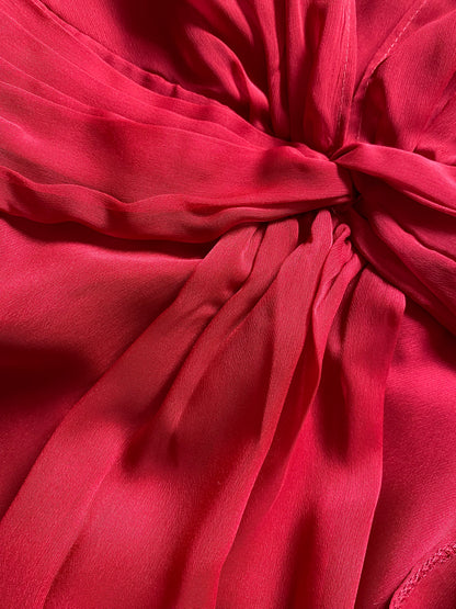 Red halter neck midi dress UK 10