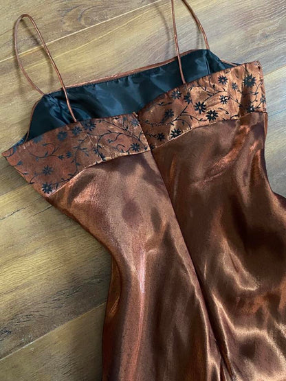 Morgan & Co metallic brown evening prom dress uk 10