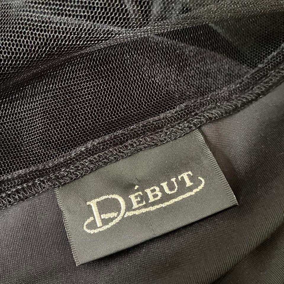 Black velvet beaded evening dress UK 16