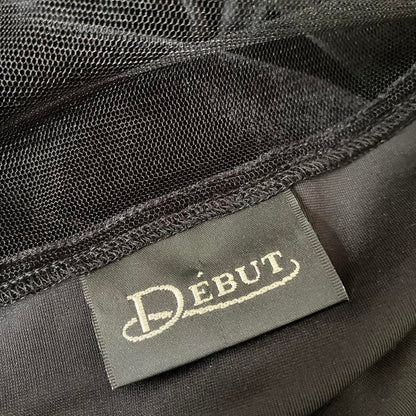 Black velvet beaded evening dress UK 16