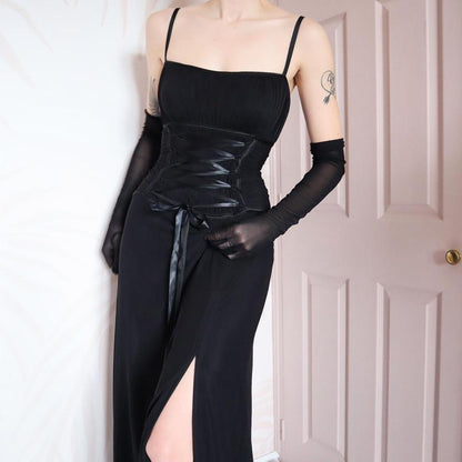 Black Tadashi lace up evening gown UK 10