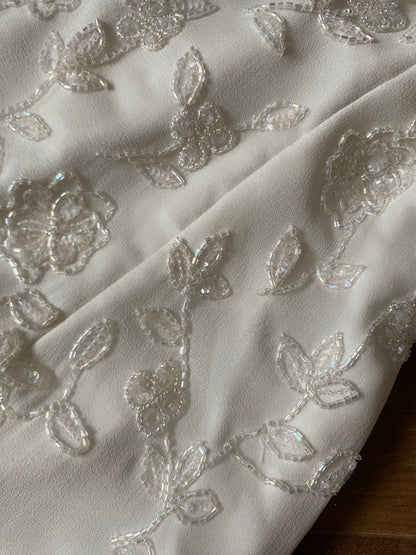 Ivory petite 100% silk beaded wedding dress uk 6