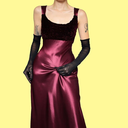 Dark red velvet bust slip dress UK 14