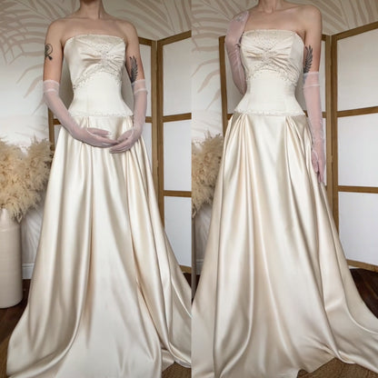 Ivory Maggie Sottero strapless a-line vintage wedding dress uk 10