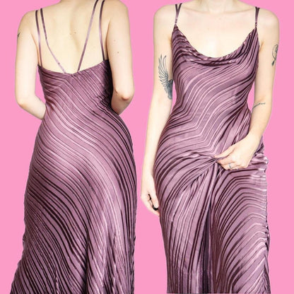 Monsoon Purple Silk Blend Evening Dress UK 8