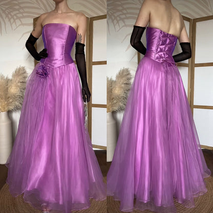 Goya purple strapless a-line prom dress uk 10